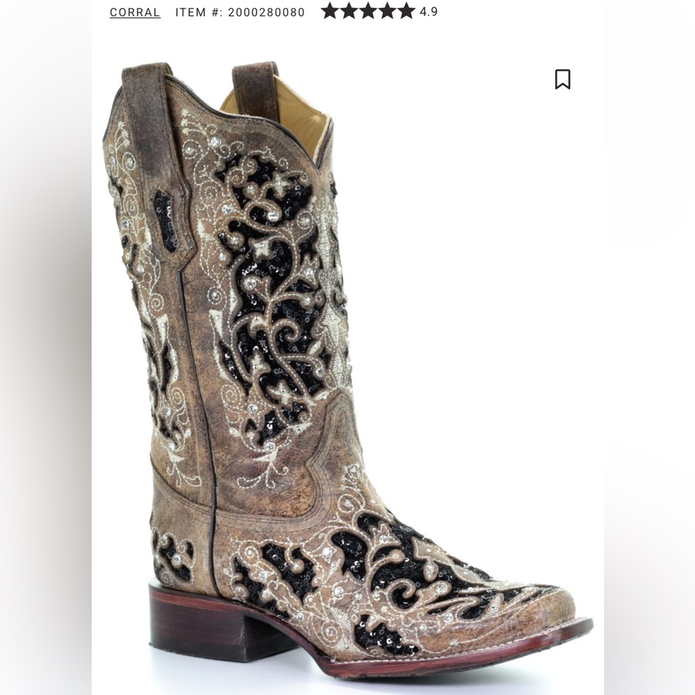 CORRAL WOMEN'S SEQUIN INLAY WESTERN
BOOTS - SQUARE TOE